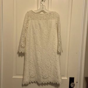 Lace flower girl dress. Off white